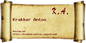 Krakker Antos névjegykártya
